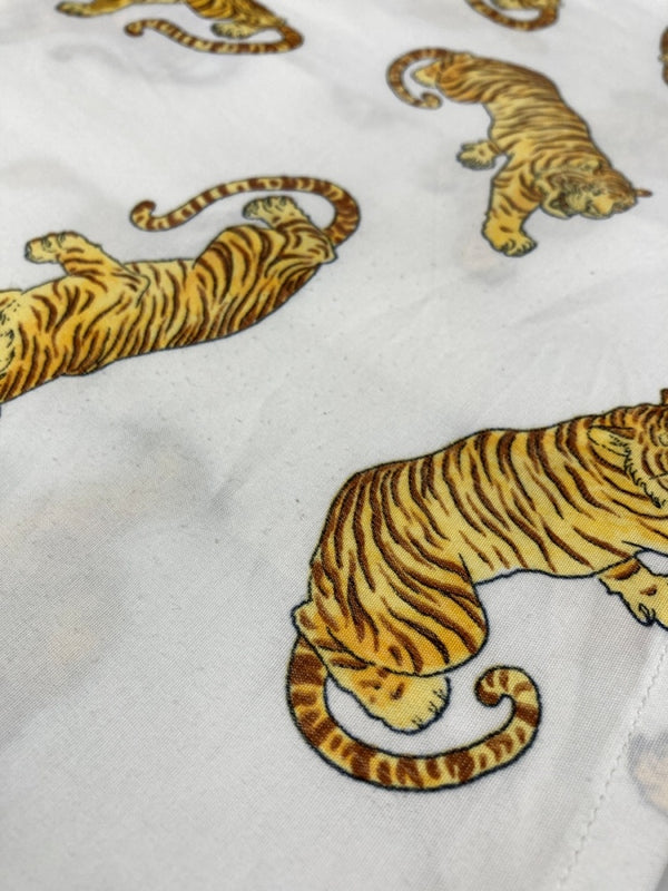 ワコマリア WACKO MARIA OPENCOLOR SHIRT オープンカラー シャツ TIM LEHI ティム リーハイ タイガー 虎 ハワイアン アロハ 開襟 半袖 白 黄 半袖シャツ 総柄 ホワイト Mサイズ 104MT-2330