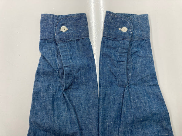 ウエアハウス WAREHOUSE DUCK DIGGER シャンブレーシャツ ワークシャツ マチ付き 白ボタン 青 長袖シャツ 無地 ブルー 104MT-2311