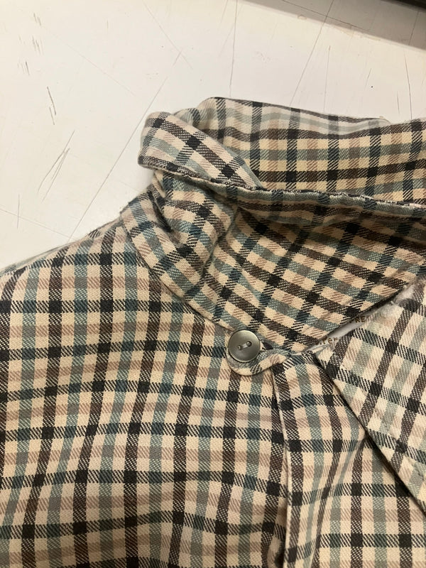 ヴィンテージ vintage 60's~ 60年代～ TOWN CRAFT J.C.Penney プリントネルシャツ チェック オープンカラー ボックス 開襟 ループカラー タウンクラフト 長袖シャツ グリーン Mサイズ 101MT-4977