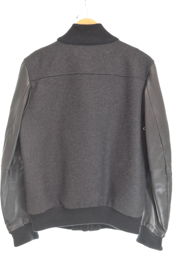 ディーゼル DIESEL スタンドネック カウハイド レザー メルトン スタジャン ジャケット ブラック Sサイズ 103MT-3236