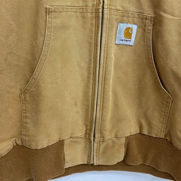 【曜日割引対象外】 カーハート Carhartt アクティブジャケット パーカー 裏地チェック ダック ジャケット ベージュ 201MT-4467 VB