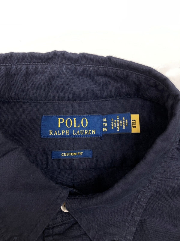 ラルフローレン RalphLauren POLO BUTTONDOWN SHIRT ボタンダウン シャツ CUSTOM FIT 刺繍 長袖 紺 長袖シャツ ワンポイント ネイビー XLサイズ 104MT-2086