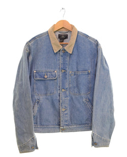 ダブルアールエル RRL 90s 三ツ星 デニムジャケット Made in USA 革パッチ 90's USA製  ジャケット ブルー Mサイズ 103MT-3197