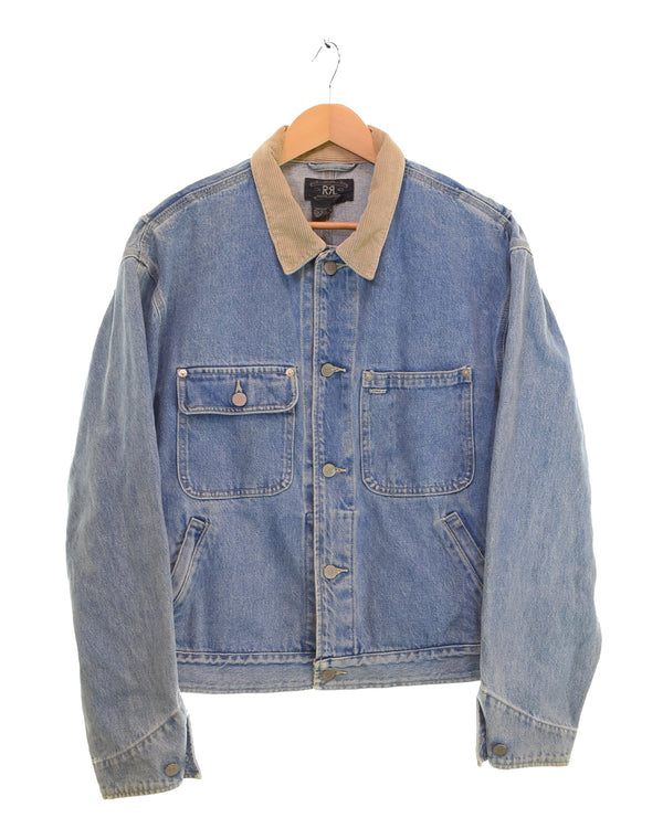 ダブルアールエル RRL 90s 三ツ星 デニムジャケット Made in USA 革パッチ 90's USA製  ジャケット ブルー Mサイズ 103MT-3197