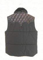スカルフライト SKULL FLIGHT QUILTING LEATHER YOKE VEST レザー切替 中綿ベスト シンサレート ベスト ブラック Lサイズ 103MT-3325