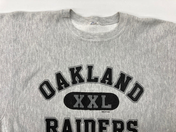 チャンピオン Champion 90's REVERSE WEAVE リバースウィーブ  ヴィンテージ 3段 NFL Oakland Raiders レイダース XXL 灰色 - スウェット プリント グレー 104MT-615