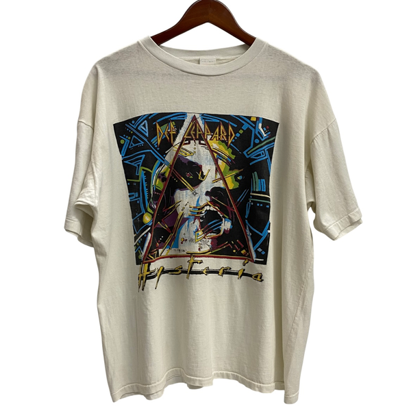 【曜日割引対象外】 ヴィンテージ vintage 90's DEF LEPPARD Hysteria USA製 ツアー Tシャツ ホワイト ONEサイズ 201MT-4087 VB