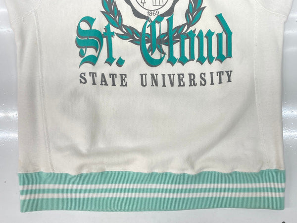 チャンピオン Champion REVERSE WEAVE リバースウィーブ 90s 90年代 USA製 刺繍タグ ヴィンテージ リブライン カレッジ スウェット プリント ホワイト Mサイズ 104MT-2276