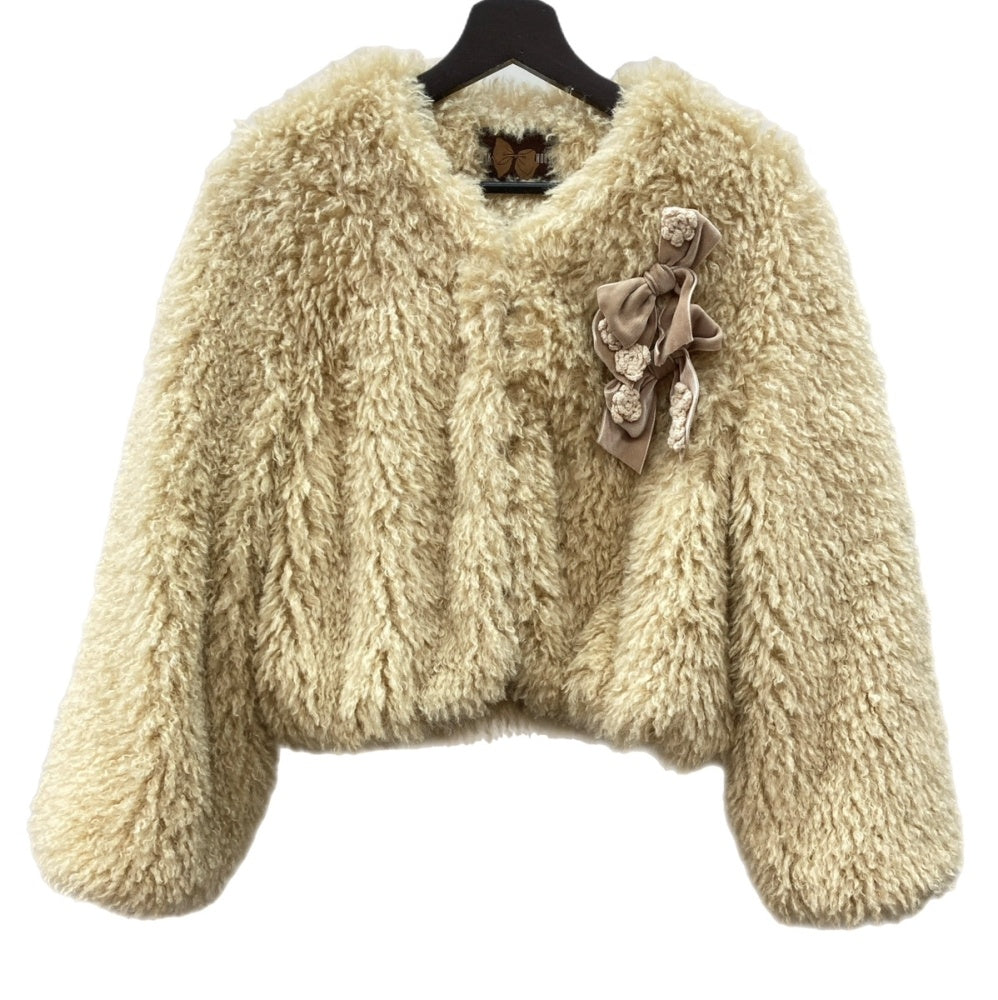 ピンクハウス PINKHOUSE リボン付き エコファー ダブルニードル