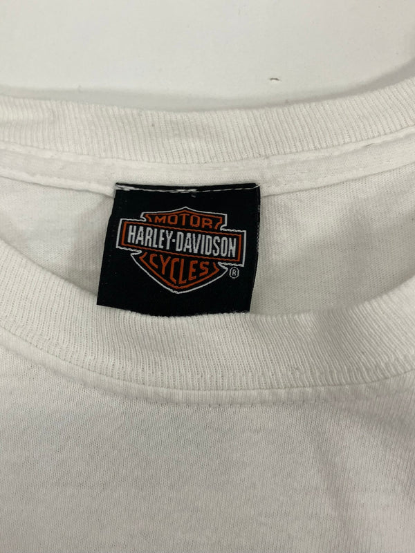 ハーレーダビッドソン Harley-Davidson バーアンドシールドロゴ No.1 RWBロゴ LIVE FREE RIDE FREE 袖プリント 両面プリント XL ロンT ホワイト LLサイズ 101MT-4539