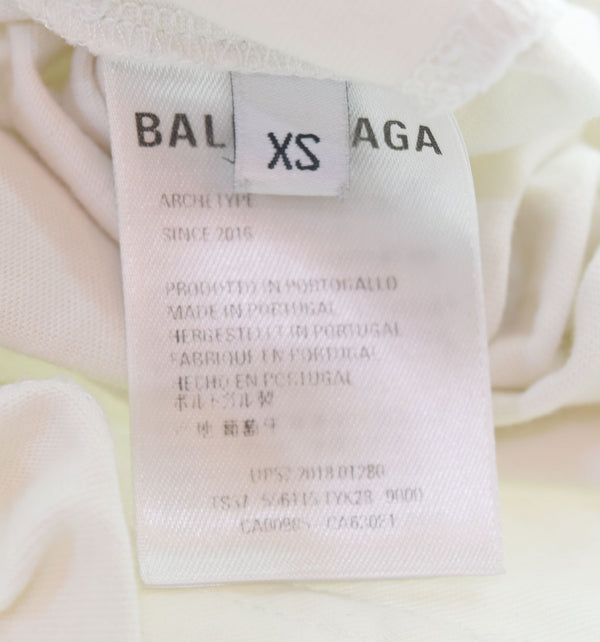 バレンシアガ BALENCIAGA 19SS コピーライト スモールロゴ オーバーサイズ Tシャツ 半袖カットソー ホワイト XS 556115 TYK28 Tシャツ ホワイト SSサイズ 103MT-2189