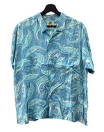 ヒステリックグラマー HYSTERIC GLAMOUR 80s 90s OPEN COLLAR SHIRT オープン カラー シャツ ハワイアン アロハ イルカ アーカイブ 開襟 半袖 青 0140 半袖シャツ 総柄 ブルー 104MT-1893