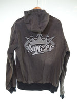ナインティナインティ 9090 King Logo Vintage Denim Hoodie ロゴ デニムパーカー NN1540 ジャケット ブラック Lサイズ 103MT-2907