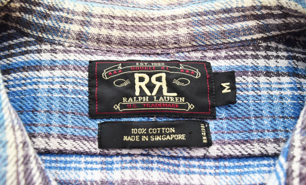 ダブルアールエル RRL 90's 90年代 三ツ星タグ ヘビーネルシャツ 青 長袖シャツ ブルー Mサイズ 103MT-2288