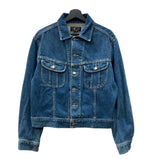 ダブルアールエル RRL 90s 90年代 三ツ星タグ USA製 101-J TYPE デニムジャケット Gジャン トラッカージャケット 紺 青 ジャケット 無地 ネイビー Mサイズ 104MT-1995