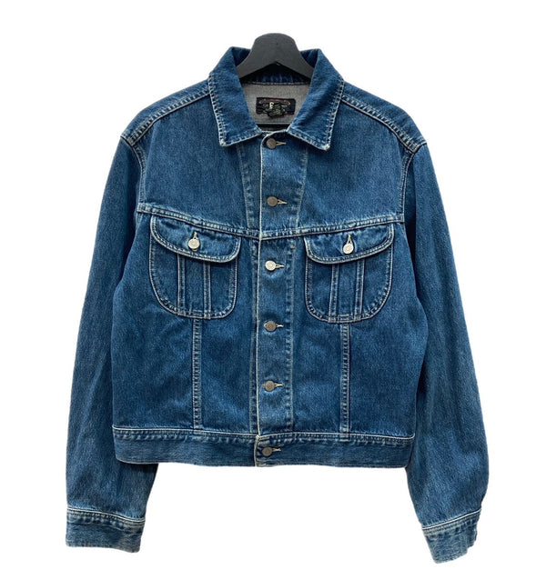 ダブルアールエル RRL 90s 90年代 三ツ星タグ USA製 101-J TYPE デニムジャケット Gジャン トラッカージャケット 紺 青 ジャケット 無地 ネイビー Mサイズ 104MT-1995