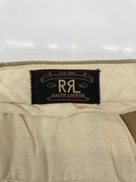 ダブルアールエル RRL 90s CHINO PANTS チノ パンツ ボタンフライ ワーク トラウザーズ 三ツ星タグ USA製 Ralph Lauren 薄茶 無地 チノパン ベージュ 29×30 104MB-345