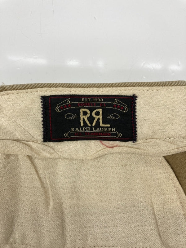 ダブルアールエル RRL 90s CHINO PANTS チノ パンツ ボタンフライ ワーク トラウザーズ 三ツ星タグ USA製 Ralph Lauren 薄茶 無地 チノパン ベージュ 29×30 104MB-345