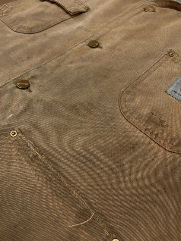 カーハート Carhartt MICHIGAN CHORE COAT ミシガン チョア コート ダック カバーオール 裏ブランケット ボタン アウター ジャケット 茶 C01 BRN サイズ 50 ジャケット ロゴ ベージュ 104MT-1877