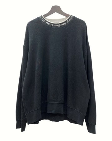 アクネストゥディオズ Acne Studios FULTON LOGO RIB SWEATSHIRT ネックロゴ スウェットシャツ クルーネック 裏起毛 黒 FN-MN-SWEA000176 スウェット ロゴ ブラック XLサイズ 104MT-969