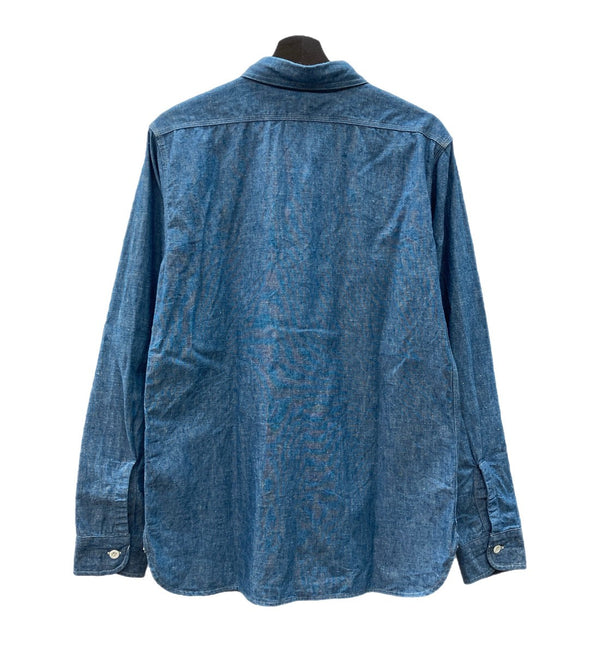 ウエアハウス WAREHOUSE DUCK DIGGER シャンブレーシャツ ワークシャツ マチ付き 白ボタン 青 長袖シャツ 無地 ブルー 104MT-2311