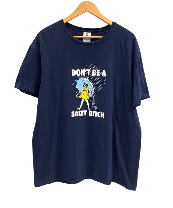 US US古着 00’s DELTA Morton salt パロディ DON'T BE SALTY BITCH 企業物 XL Tシャツ ネイビー LLサイズ 101MT-4301