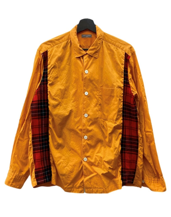 コムデギャルソン COMME des GARCONS HOMME 01AW WOOL 切り替え L/S SHIRT 長袖 シャツ 田中オム ドッキング リバーシブル ボタン ジップアップ 黄 赤 HC-B027 長袖シャツ チェック イエロー 104MT-1691