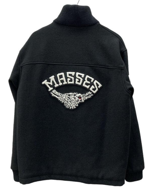 マシス MASSES 22AW MELTON ZIP JKT メルトン ジップアップ フロントジップ ハイネック WOOL ウール 毛 ワッペン 日本製 BLACK 黒 ジャケット ロゴ ブラック Mサイズ 104MT-1952