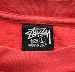 ステューシー STUSSY 90's オールド ステューシー OLD STUSSY 92 STUSSY TRIBE 袖裾 シングルステッチ MADE IN USA 黒タグ L Tシャツ レッド 103MT-3392
