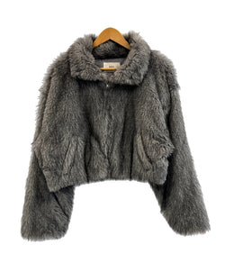 ミリアフィニティ Mili affinity フェイクファー ショート丈 ダブルジップジャケット ファージャケット ジャケット グレー フリーサイズ 101LT-219