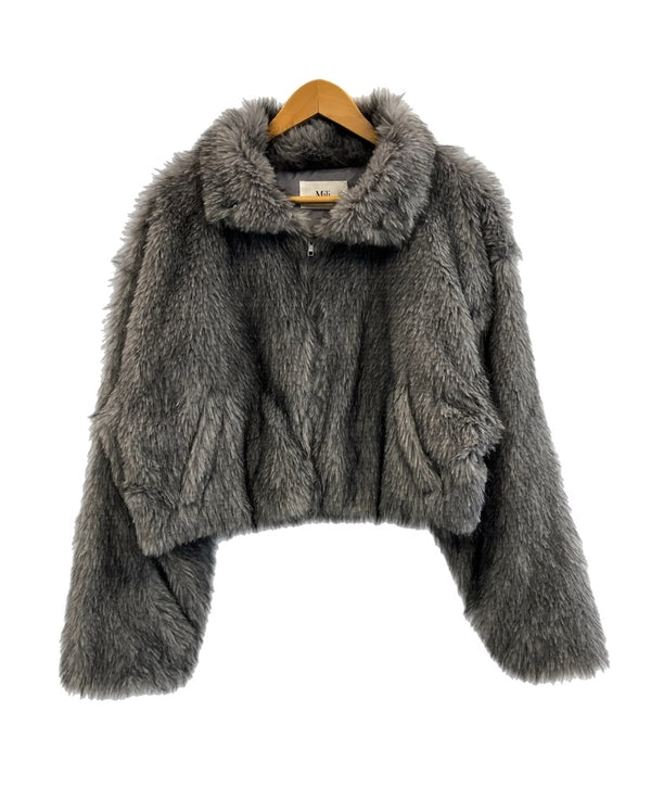 ミリアフィニティ Mili affinity フェイクファー ショート丈 ダブルジップジャケット ファージャケット ジャケット グレー フリーサイズ 101LT-219