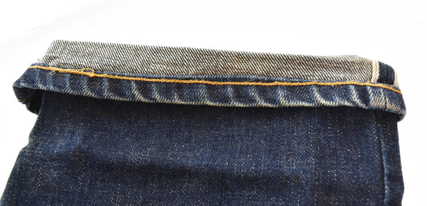 ダブルアールエル RRL ボタンフライ ラルフローレン 革パッチ フレア ブーツカット デニム 00'S 2000年代 デニム ブルー 34 103MB-593