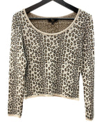 フェンディ FENDI オールド OLD レトロ ニット ラウンドネック 総柄 ロゴ ウール ビスコース レーヨン MADE IN ITALY イタリア製  セーター ヒョウ柄・レオパード柄 ベージュ SIZE40 104LT-248