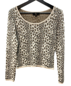 フェンディ FENDI オールド OLD レトロ ニット ラウンドネック 総柄 ロゴ ウール ビスコース レーヨン MADE IN ITALY イタリア製  セーター ヒョウ柄・レオパード柄 ベージュ SIZE40 104LT-248