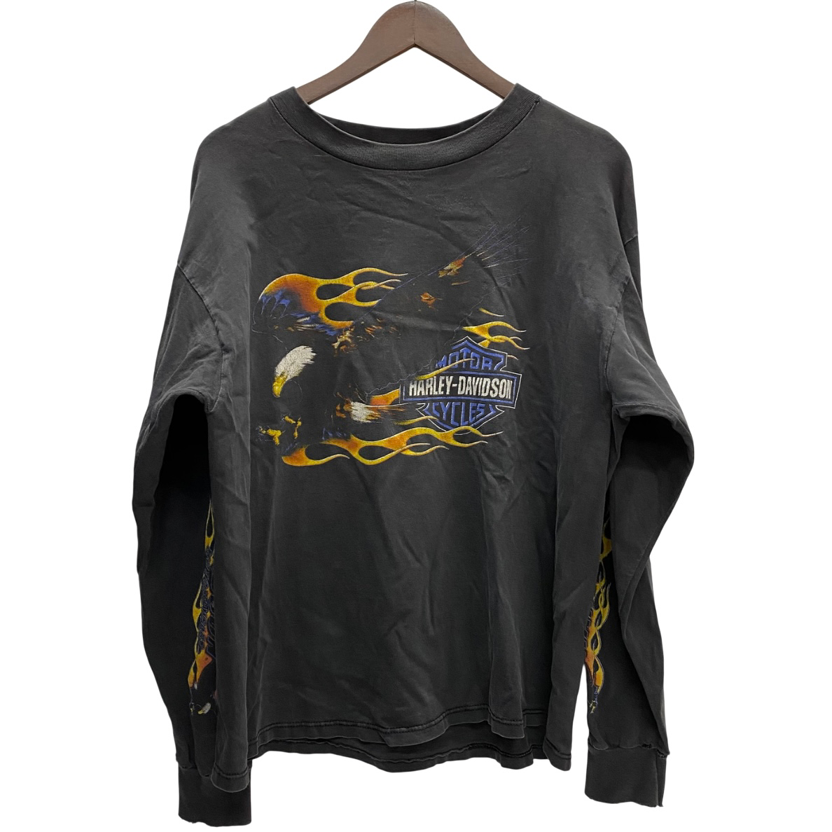 00s USA製 ハーレーダビッドソン フレイムイーグル ロンT ブラック 00s USA製 ハーレーダビッドソン フレイムイーグル ロンT ブラック