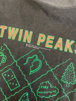 US US古着 90s ©1990 TWIN PEAKS USA製 ビンテージ 90年代 ツインピークス ブラックフェード 袖シングル XL Tシャツ ブラック 101MT-4932