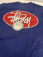 ステューシー STUSSY 90s 90's USA製 紺タグ OLD STUSSY 王冠 クラウン ロゴ オールド シングルステッチ ナス紺 Tシャツ ネイビー Mサイズ 101MT-4861