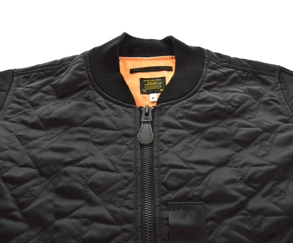 アベイシングエイプ A BATHING APE MA-1 キルティング フライトジャケット 001HJB801010X ジャケット ブラック Mサイズ 103MT-3174