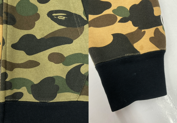 アベイシングエイプ A BATHING APE CAMO SHARK FULL ZIP HOODIE カモ シャーク フルジップ フーディー パーカー ハーフ カモフラ 茶 緑 001ZPG301004X パーカ カモフラージュ・迷彩 カーキ XLサイズ 104MT-968