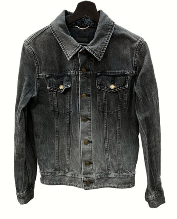 サンローラン Saint Laurent 18ss DENIM JACKET デニム ジャケット waiting for sunset ワッペン Gジャン 黒 483065 Y805L ジャケット ハート ブラック XSサイズ 104MT-987