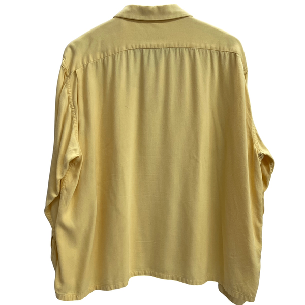 【曜日割引対象外】 ヴィンテージ vintage 50's MARK TWAIN レーヨンギャバ オープンカラーシャツ 長袖シャツ イエロー XLサイズ 201MT-4723 VB
