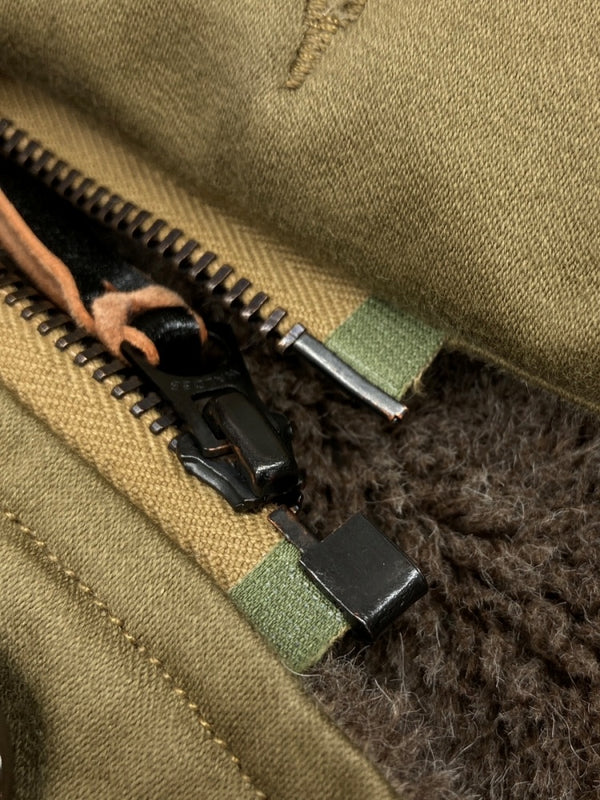 ゲルガ GERUGA SHAWL COLLAR FUR COAT ショール カラー ファー コート デッキジャケット ジップアップ 裏ボア アウター 緑 GR-J-44 サイズ 4 ジャケット 無地 カーキ 104MT-1811