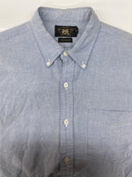 ダブルアールエル RRL BUTTONDOWN OXFORD SHIRT ボタンダウン オックスフォード シャツ 長袖 インパクト21 Ralph Lauren 青 HS-RL-HM-4684 長袖シャツ 無地 ブルー Mサイズ 104MT-2248