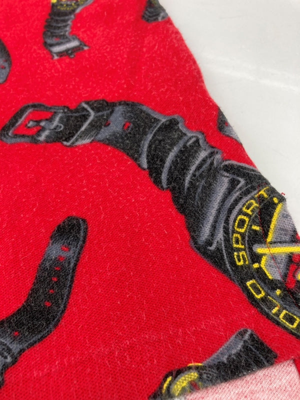 ラルフローレン RalphLauren POLO SPORT 90s CLOCK POLO SHIRT クロック ポロ シャツ USA製 腕時計 半袖 赤 半袖ポロシャツ 総柄 レッド Lサイズ 104MT-2350