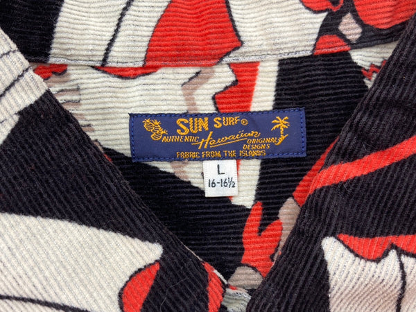 サンサーフ SUN SURF コーデュロイ ボタンダウン 細畝 総柄 L/S CORDUROY SHIRT 119BLK SS27708 長袖シャツ 総柄 ブラック Lサイズ 104MT-2314