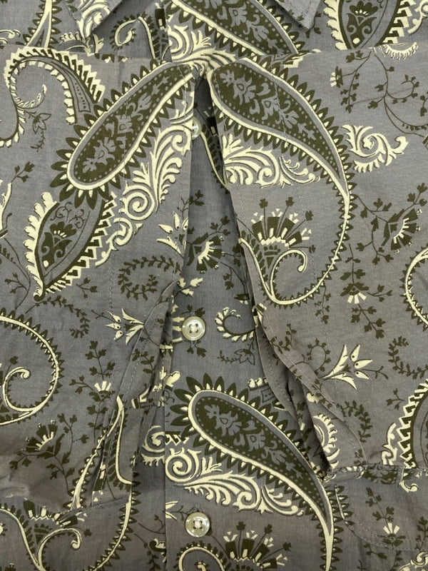 ラルフローレン RalphLauren POLO JEANS PAISLEY OPEN COLOR SHIRT ペイズリー オープン カラー シャツ インパクト21 アロハ 開襟 半袖 灰 半袖シャツ 総柄 マルチカラー Lサイズ 104MT-2352