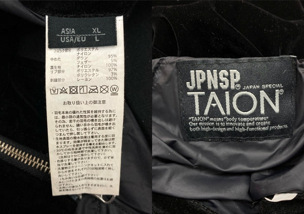 タイオン TAION REVERSIBLE SKAJAN DOWN JACKET リバーシブル スカジャン ダウン ジャケット ダブルジップ 刺繡 アウター 黒 ジャケット 総柄 ブラック XLサイズ 104MT-2293