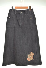 ピンクハウス PINK HOUSE 裾ベアーフラワー刺繍 デニムスカート スカート ブラック Mサイズ 103LB-9