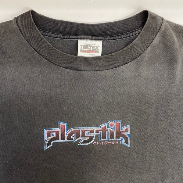 【曜日割引対象外】 ヴィンテージ vintage 90's プラスティック PLASTIK クレイジーカット TULTEX アニメ Tシャツ ブラック XLサイズ 201MT-4594 VB