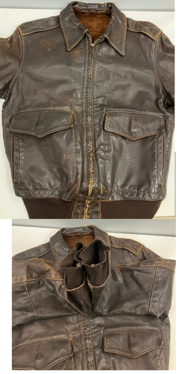ミリタリー military 50's 50年代 US AIR FORCE A-2 フライトジャケット レザー CONMAR ZIP VINTAGE ヴィンテージ ジャケット ブラウン 101MT-5190